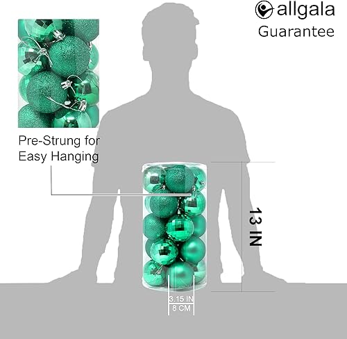 Miniatura 24 de allgala Bolas de adorno de Navidad grandes de 3 pulgadas (3.1 in) para árbol de Navidad, estilo 4 (paquete de 20, negro)