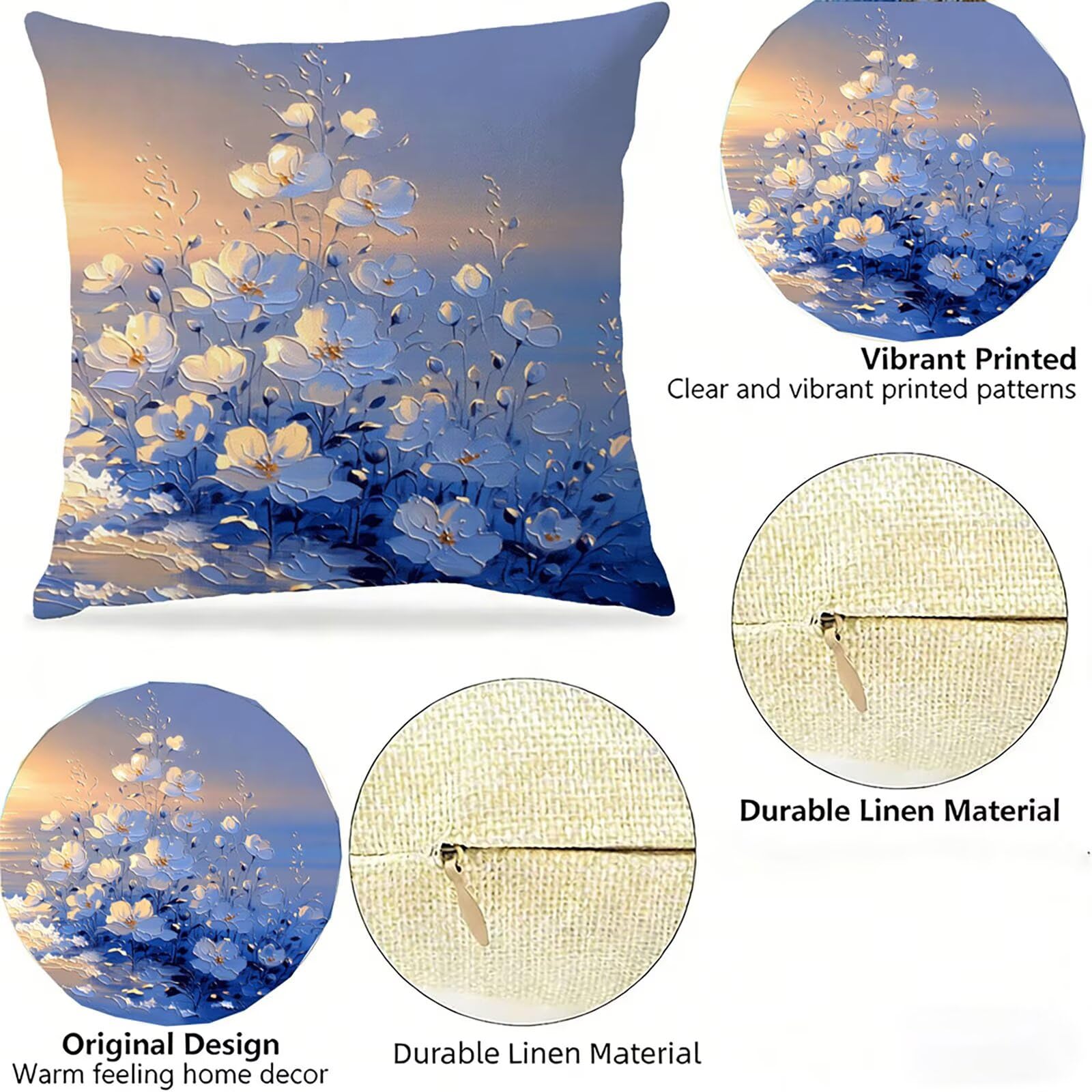 Housse de Coussin Canapé Flower 80x80cm Exterieur Impermeable Botanique Taie D'oreiller Décoratif Aesthetic Housse Coussin Decoration pour Chambre Sofa Jardin Balcon Terrasse Lot de 2. P-5508