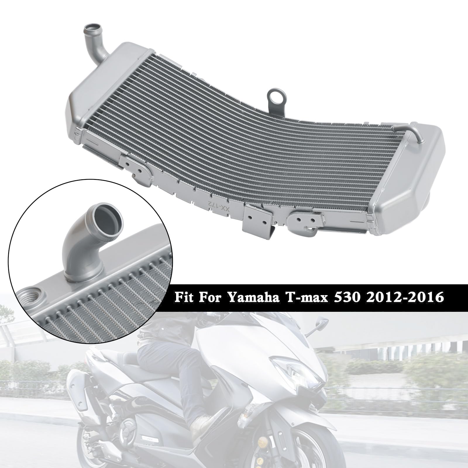 Topteng Aluminum Radiator Cooler Adatto per Yamaha TMAX530 T-Max 530 2012-2016 Silver