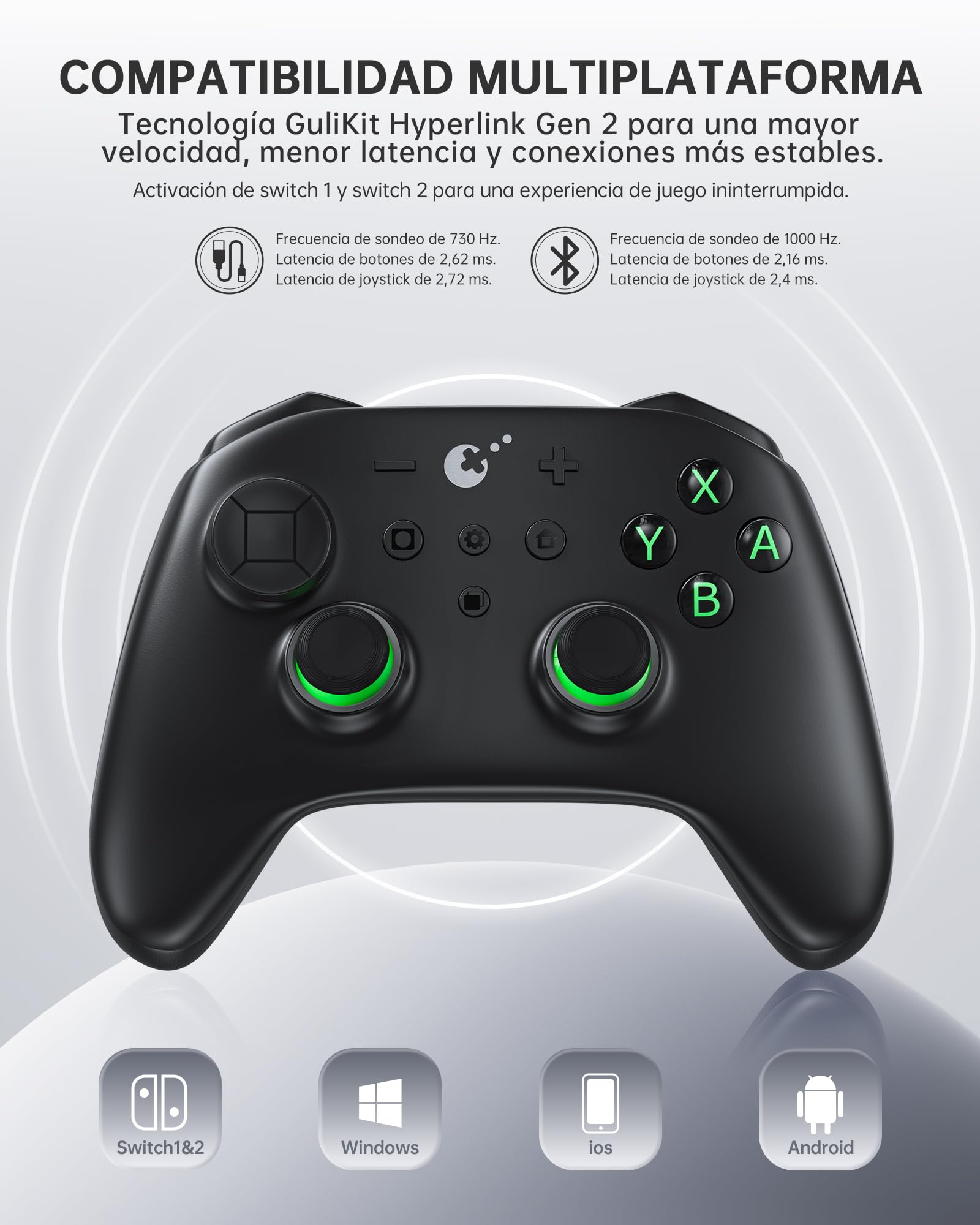 GuliKit TT PRO Mando Inalámbrico para PC, Android, iOS, Switch 1/2, Joystick TMR, con Batería de 950 mAh, Función de Activación y 4 Botones Metálicos Extraíbles en la Parte Trasera, Negro - 3
