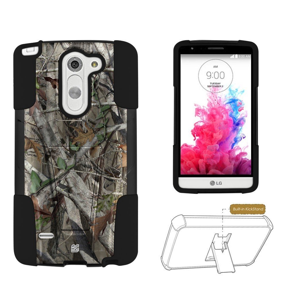 For LG G3 Stylus Case 3G D690 D690N Art Image Design Heavy Duty Rugged Impact Hybrid Hard Shell Case Kickstand Protective Cover - Autumn Camo Camouflage