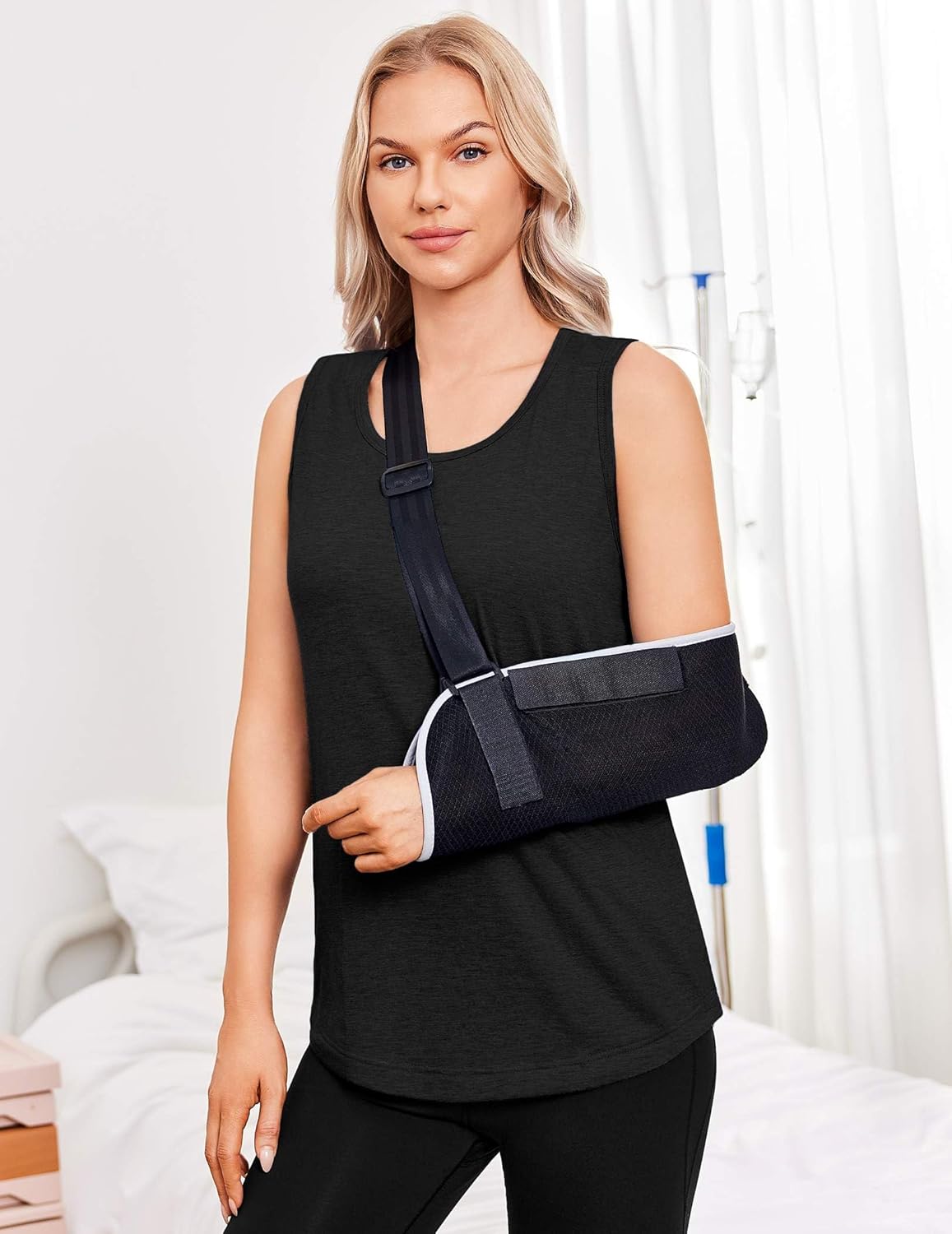 Deyeek Unisex Post Surgery Shirts Shoulder Mastectomy Recovery Tank Tops with Drain Pockets Adaptive Rotator Cuff Magic Tape - Image 4