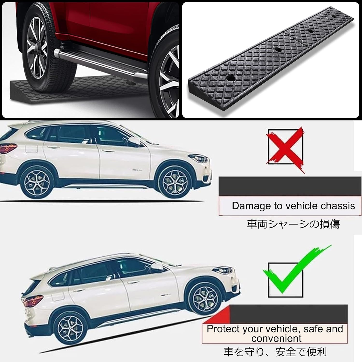 滑り止め 段差ゴムスロープ,車椅子スロープ,滑り止めと圧縮耐性があり、強くて耐久性があり、ガレージ、積み下ろしレーン、敷居、倉庫に適