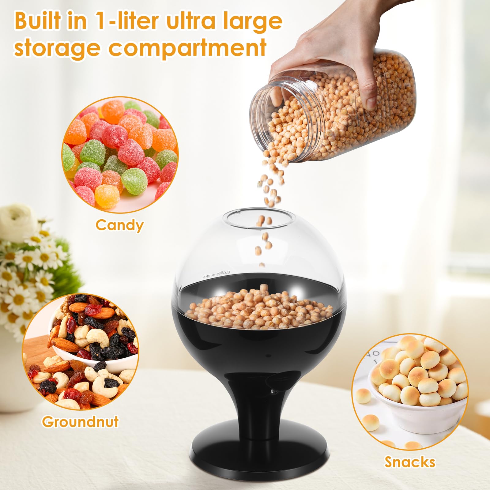 Distributeur automatique de bonbons 1 l - Machine à bonbons automatique avec capteur infrarouge - Contrôle précis pour boules en caoutchouc, oursons en gomme, noix, céréales