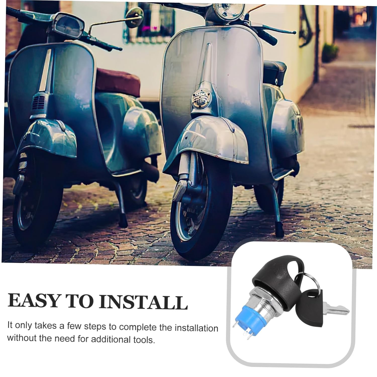 Amosfun Ignition Switch Lock Cylinder for Electric Bikes Keyed Switch with Simple Installation Secure Power Control for Various Models