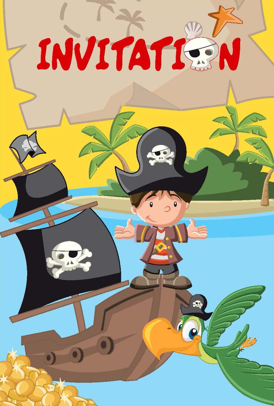 Costume Party Invitation AFIE IV5034 Pirates Invitation Cards - 5 White  Envelopes 9x14 Cm Treasure Hunt Party Treasure Hunt Party Invitations, image size:907x1343