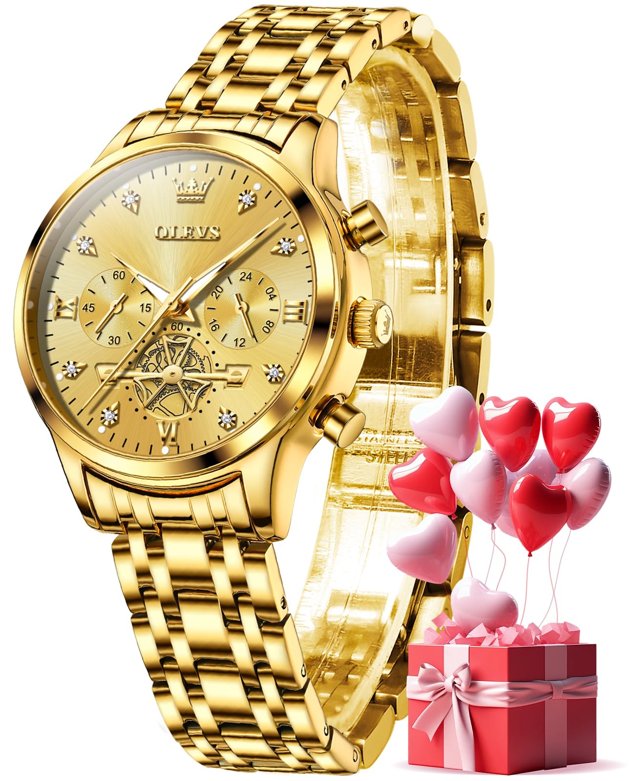 Womens Watch Fashion Dress Diamond Roman Numerals Ladies Analog Quartz Stainless Steel Waterproof Luminous Date Female Watch Gift