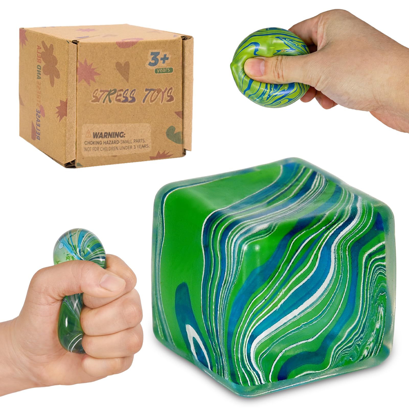 Zanyblox Squeeze Toys Squishy Cubes – Soft 1.37in Mini Squishy Cube with Durable Structure,A fun stress ball toy for autistic users, suitable for adults and children aged 3+ (Green)