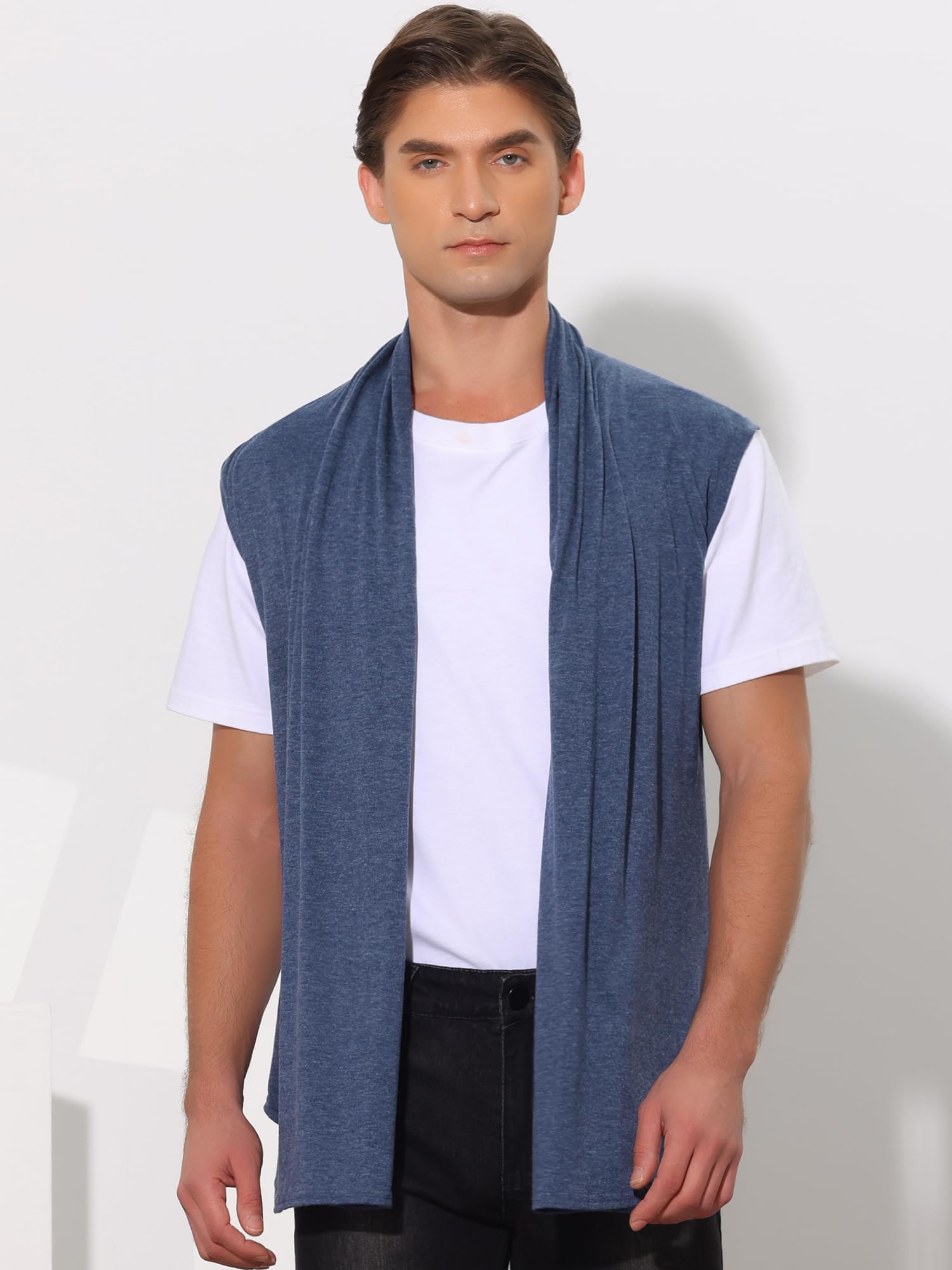 uxcell Chaleco Ligero sin Mangas con Cuello de Chal con Volantes para Hombre