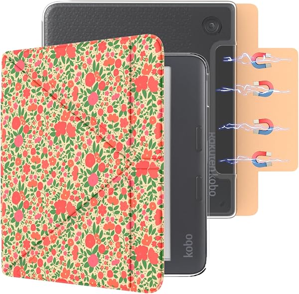 E NET-CASE Étui magnétique détachable pour liseuse Kobo Libra Colour (2024) / Kobo Libra 2 (2021) 7", Dos Ultra Transparent Anti-Rayures léger丨Facile à détacher et attacher丨Mise en Veille/réveil - 1