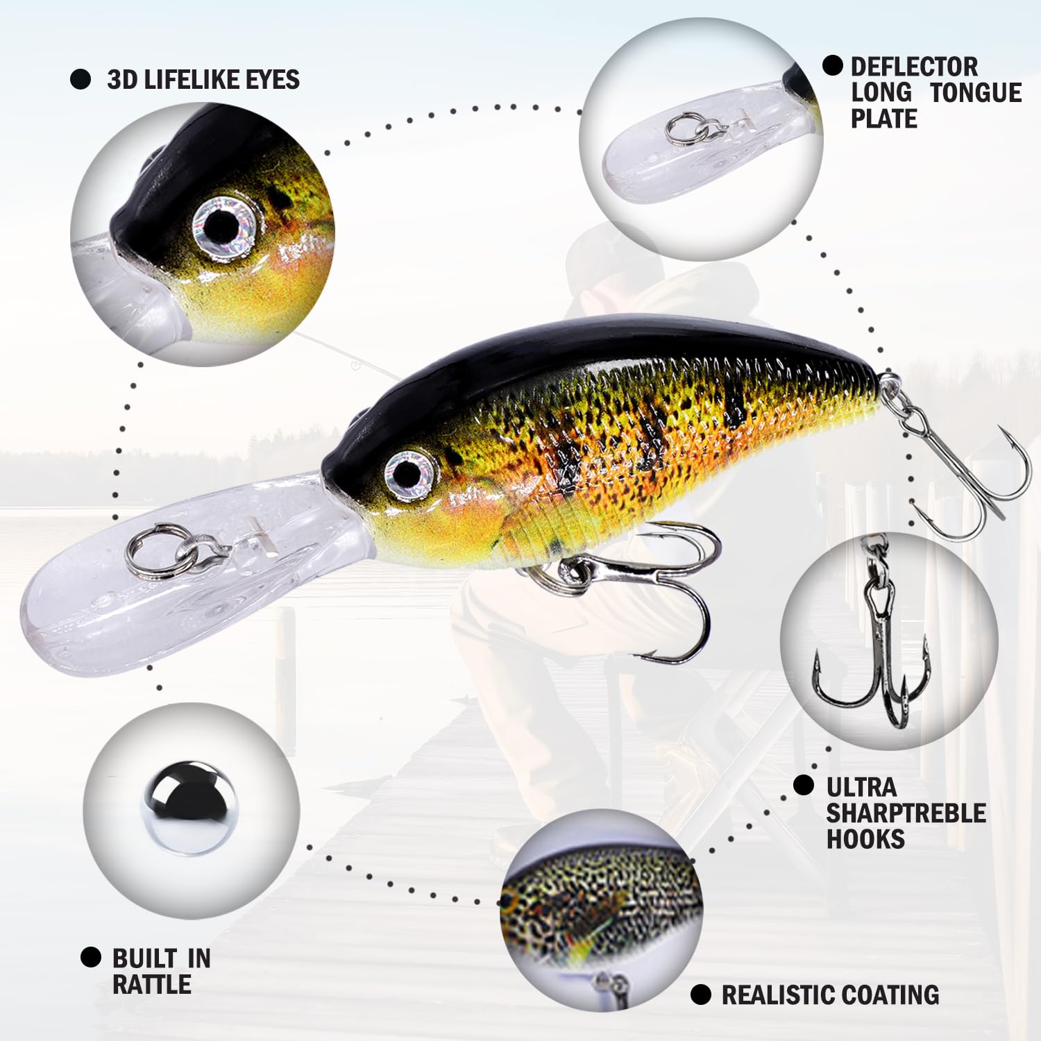Esche Artificiali, Esche in Plastica Raffinate per Acqua Dolce e Salata, Ideali per Luccio, Trota, Salmone e Persico – Un Regalo Perfetto per gli Appassionati di Pesca.