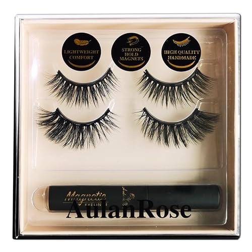Pestañas magnéticas AulanRose - Pestañas magnéticas de aspecto natural con kit de delineador de ojos, pestañas postizas reutilizables, sin crueldad,