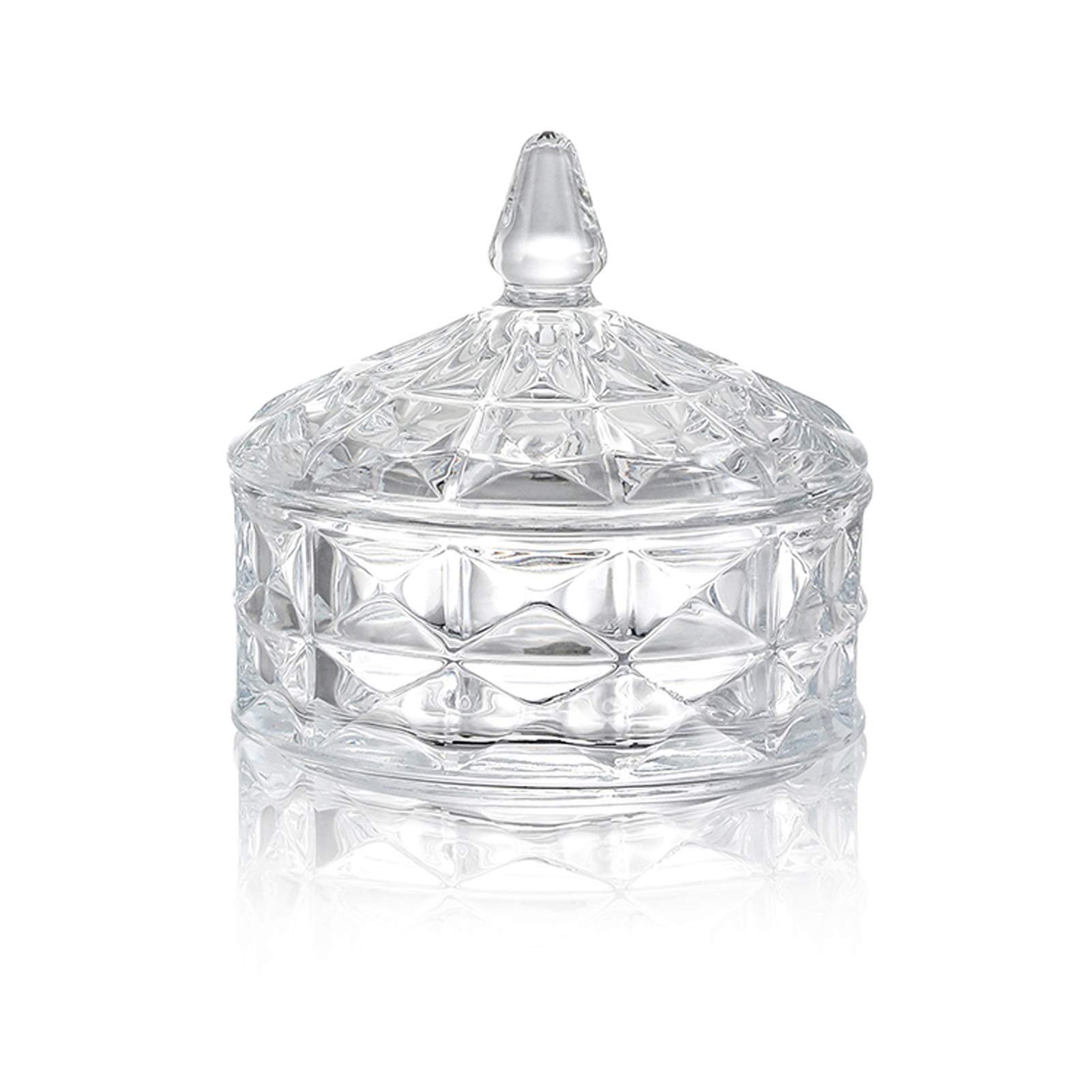 FGJsfhrDTU Glass Storage Jars, With Lid Crystal Glass Jar Coffee Cube Sugar Bowl with Multiple Layers Candy jar(A)
