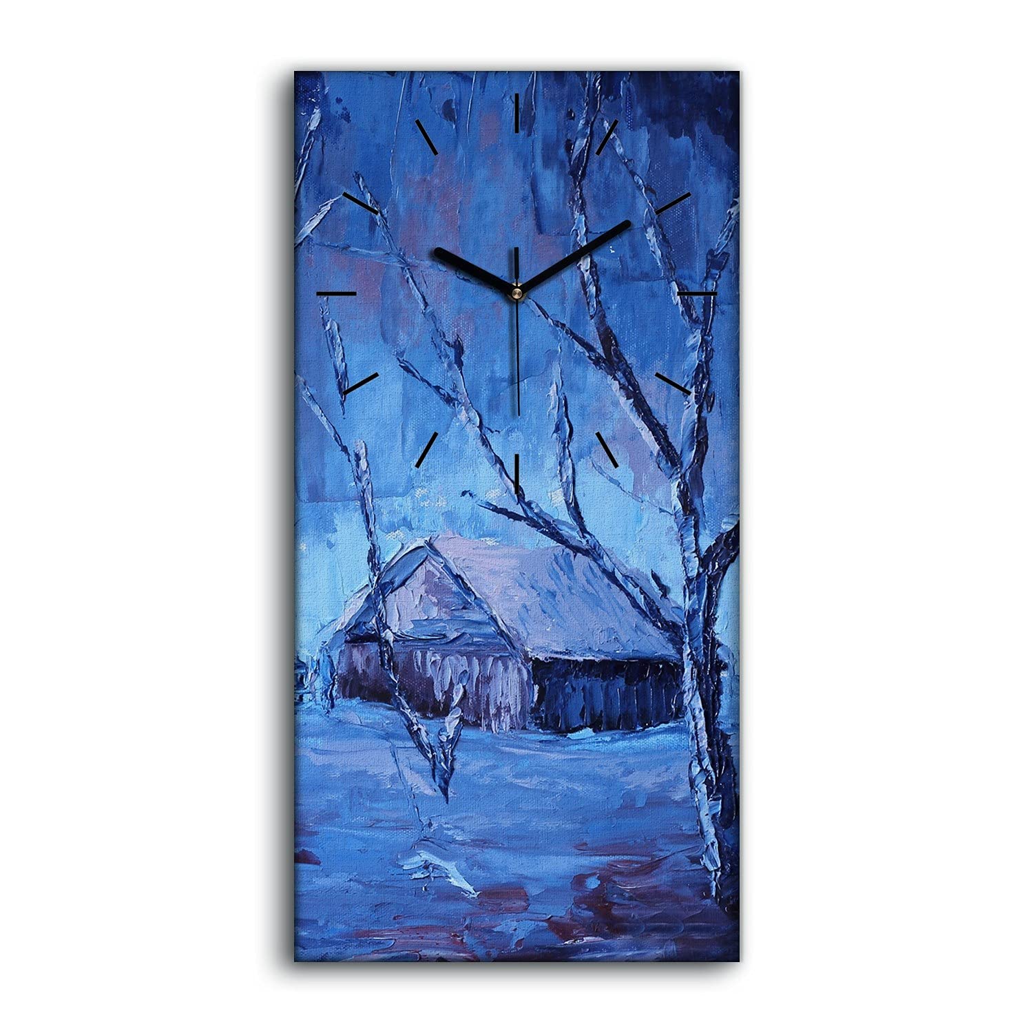 Horloge sur Toile 30x60cm de Salon et Chambre sans Tic-Tac Motif Huts d'hiver Abstraits