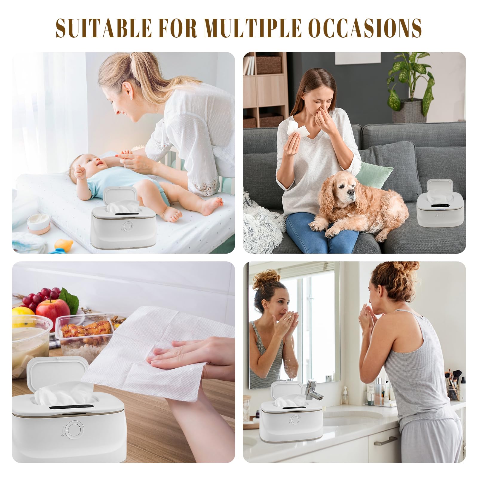 Chauffe-lingettes pour bébé, 3 températures et 3 veilleuses chaudes, chauffage rapide, chargement USB, chauffe-lingettes portables pour bébé dans la voiture, à la maison, dans la chambre de bébé