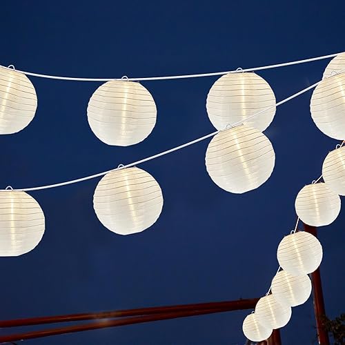 Miniatura 8 de Guirnalda de luces blancas de 25 pies con 10 bombillas LED G40, linternas blancas chinas colgantes de nailon conectables para interiores y