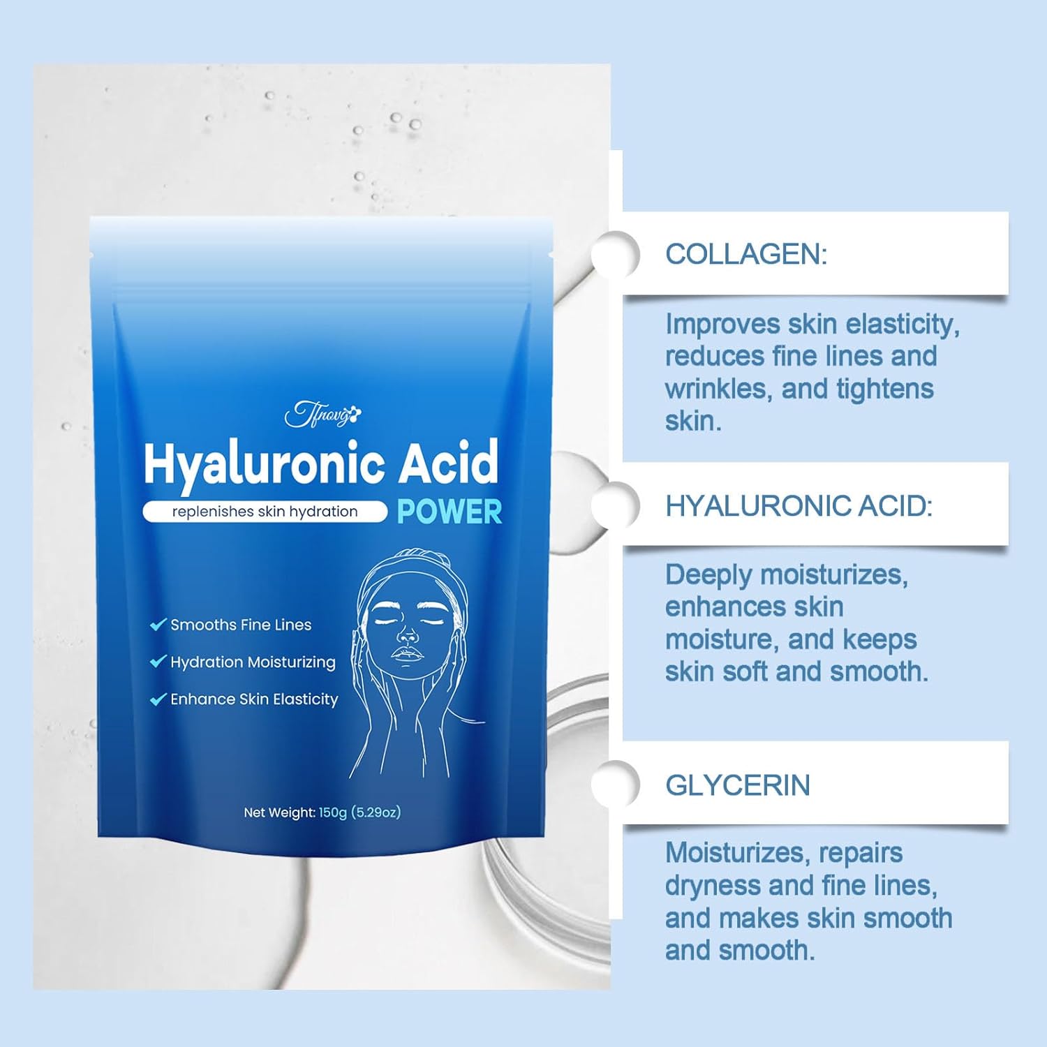 Hyaluronic Acid Powder, DIY Hyaluronic Acid Serum for Face, Water Soluble Hyaluronic Acid Powder for Skin Deep Hydration and Moisture, Low Molecular Weight(3.53oz) - Image 4