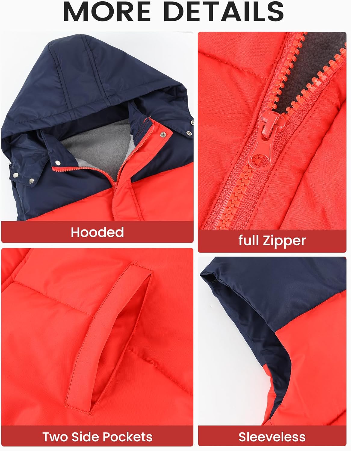 Wyeysyt Boys Warm Puffer Vest Fleece Lined Hooded Quilted Vest Kids Winter Waistcoat Outerwear - Image 6