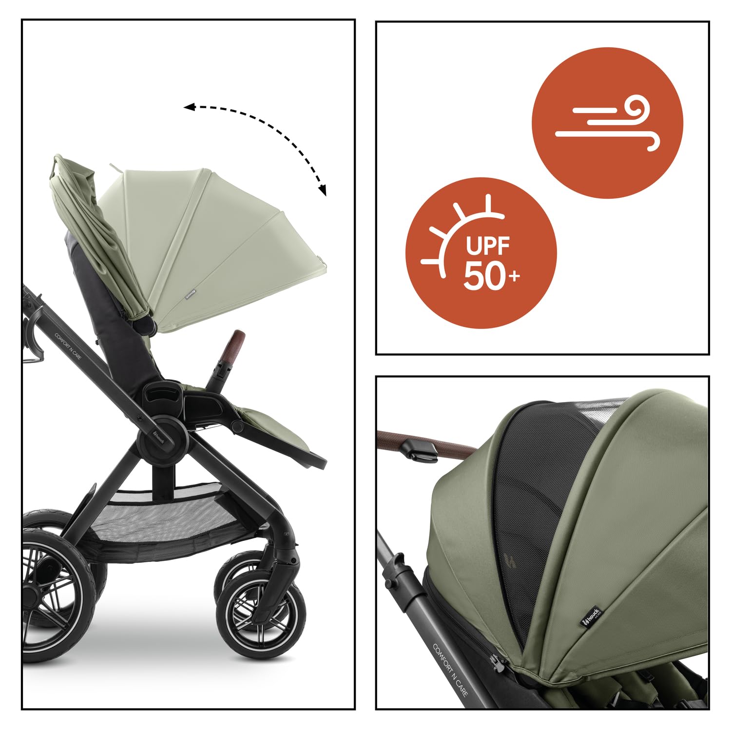 hauck Passeggino con Coprigambe e Portabevande, Comfort N Care Olive