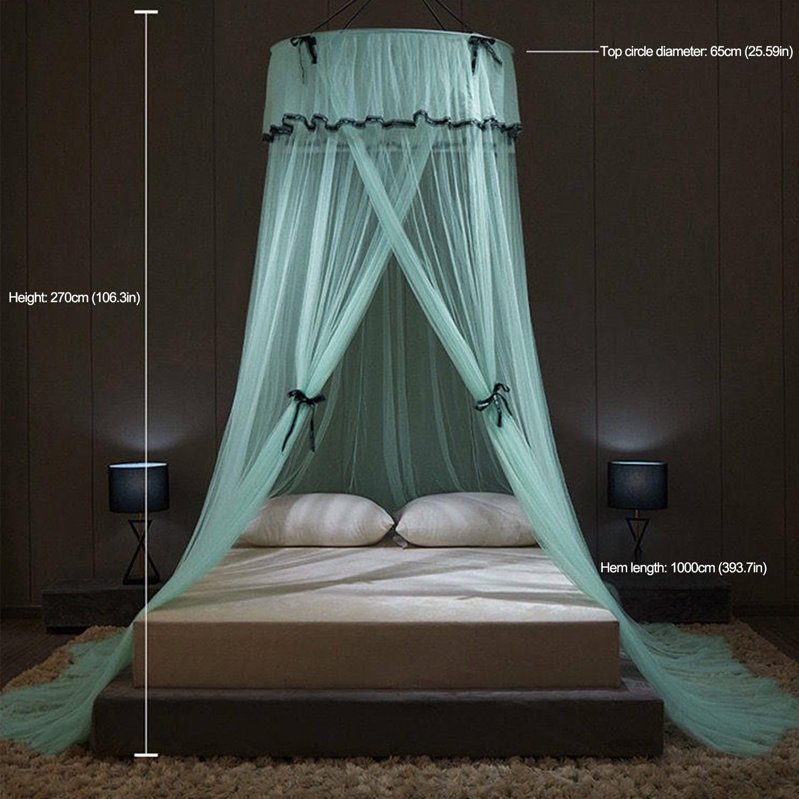 SARKEY Prinzessinnen Betthimmel,Moskitonetz Betthimmels Für Mädchen,Hängende Bettnetzabdeckung Für Schlafzimmer,Runde Kuppel,luxuriöse Spitze,Erwachsene,Hochzeit,Dekoration