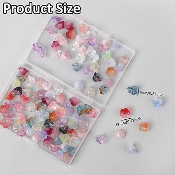 100 Pcs Glass Flower Beads Mix Color Cute Kandi Charms Czech Flower Beads