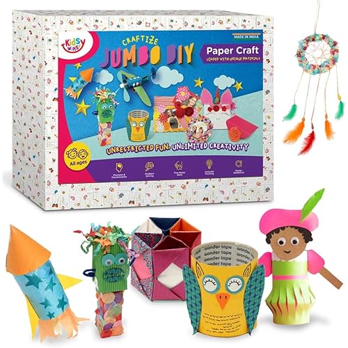 KidsyWinsy 500Pcs Art Craft Activity Kit for Kids, includes Glue, Stickers, Multicolor Sheets, Cut Craft Create Craft Activity Supplies, Christmas Birthday Gift for Age 4-12 Yrs