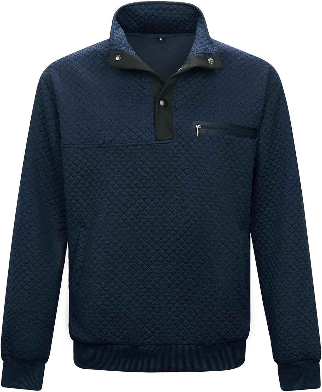 LBL Leading the Better Life Mens Sweatshirt Fashion Stand Collar Button Pullover Sweatshirts with Pockets - Image 6