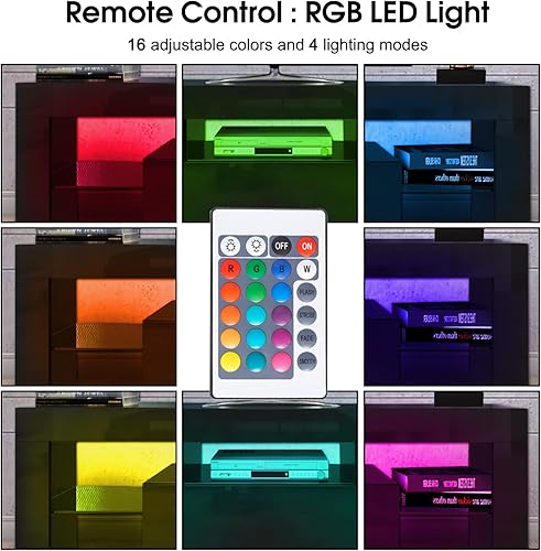 Miniatura 3 de Soporte de TV LED moderno para TV de 505560 pulgadas centro de entretenimiento para juegos de TV con luz LED RGB consola multimedia gabinete de TV