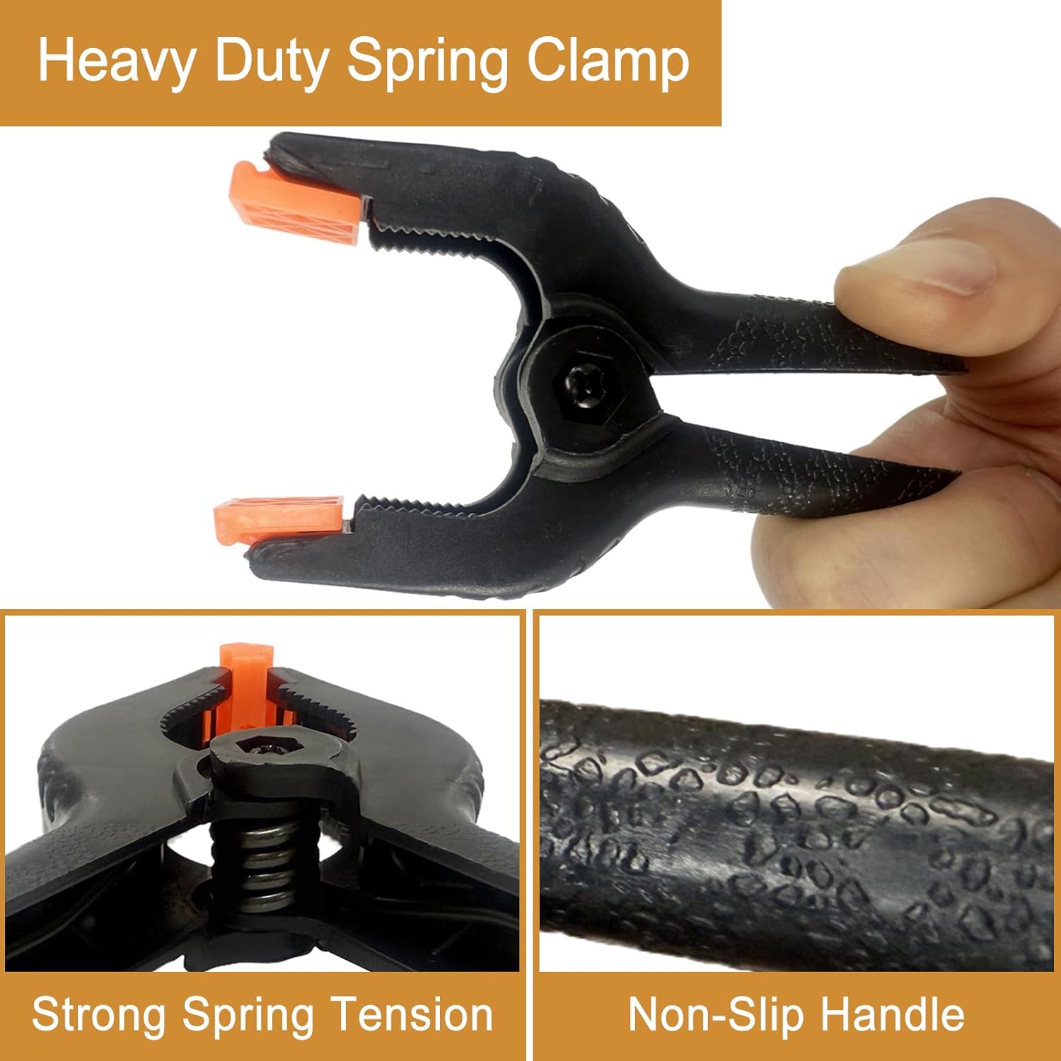 8 Pack 6 Inch Plastic Spring Clamps, Big Heavy Duty Clips, Large Spring Clamps for Backdrop Stand, Crafts, Photography, Woodworking, Home Projects, Banner, Balloon Arch, Clamp with Flexible Pads