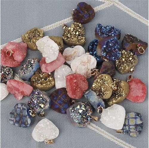 Miniatura 9 de Colgante de cuarzo con revestimiento de titanio, colgante de piedra natural, piedra de cristal de piedra para hacer joyas, decoración de reiki