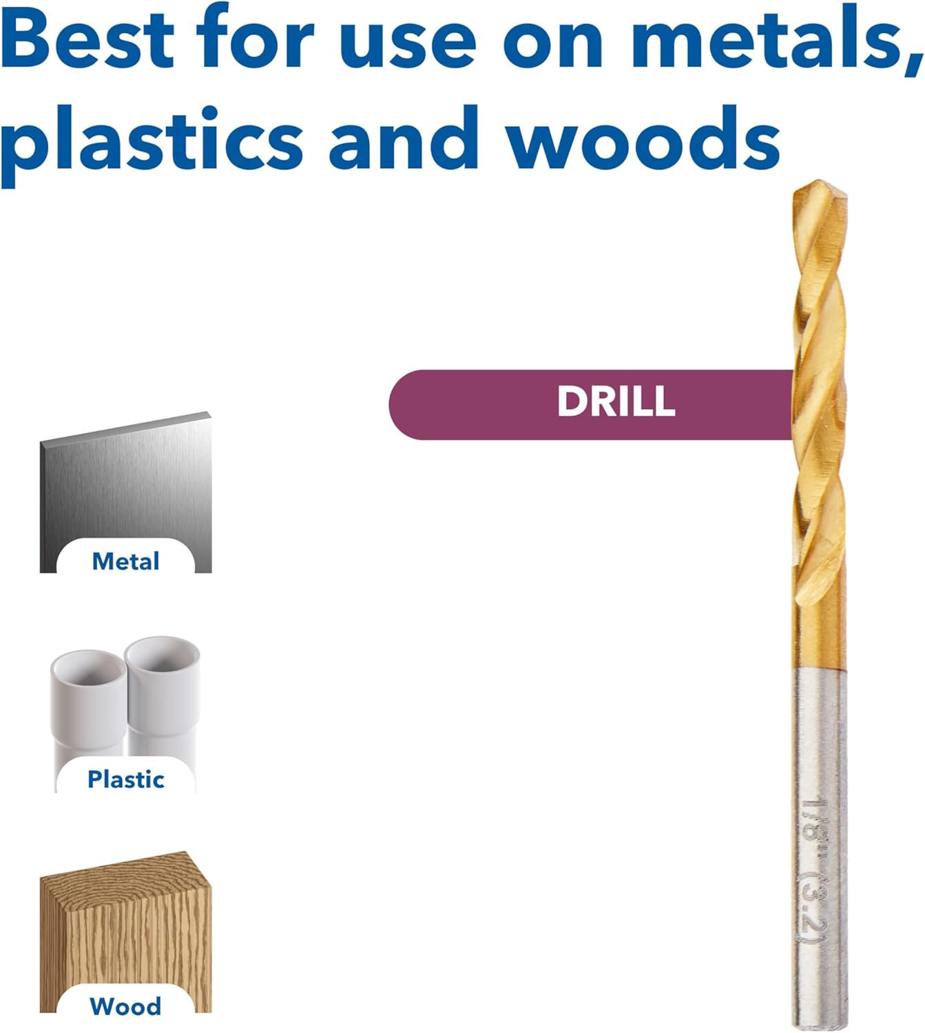Dremel 628HP 7 Piece Titanium-Coated Rotary Drill Bit Set - Ideal for Wood and Soft Metals Drilling