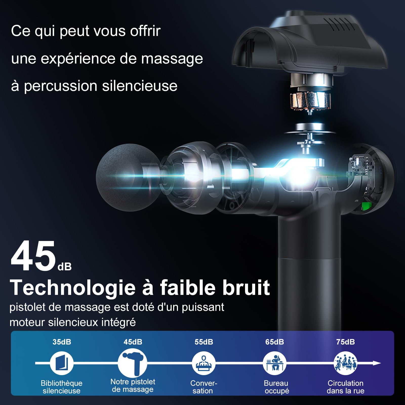 Pistolet de Massage Professionnel 99 Vitesses avec Écran LCD Tactile - Massage Musculaire Profond pour Dos, Épaules, Jambes - 6 Embouts, Silencieux, Anti-Douleur, Charge Type-C - Cadeau Femme/Homme