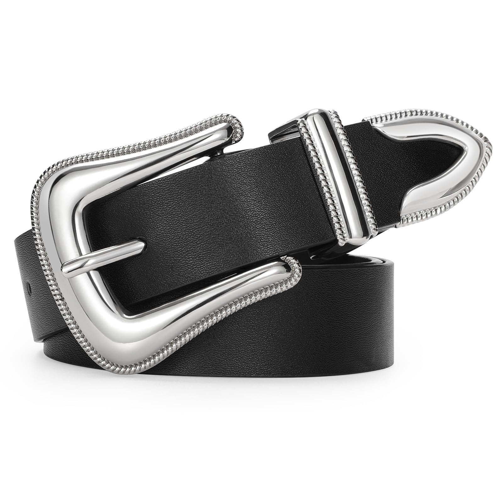 TRIWORKS Women Leather Belt Fashion Leather Waist Belt for Pants Jean Ladies Western Leather Belt
