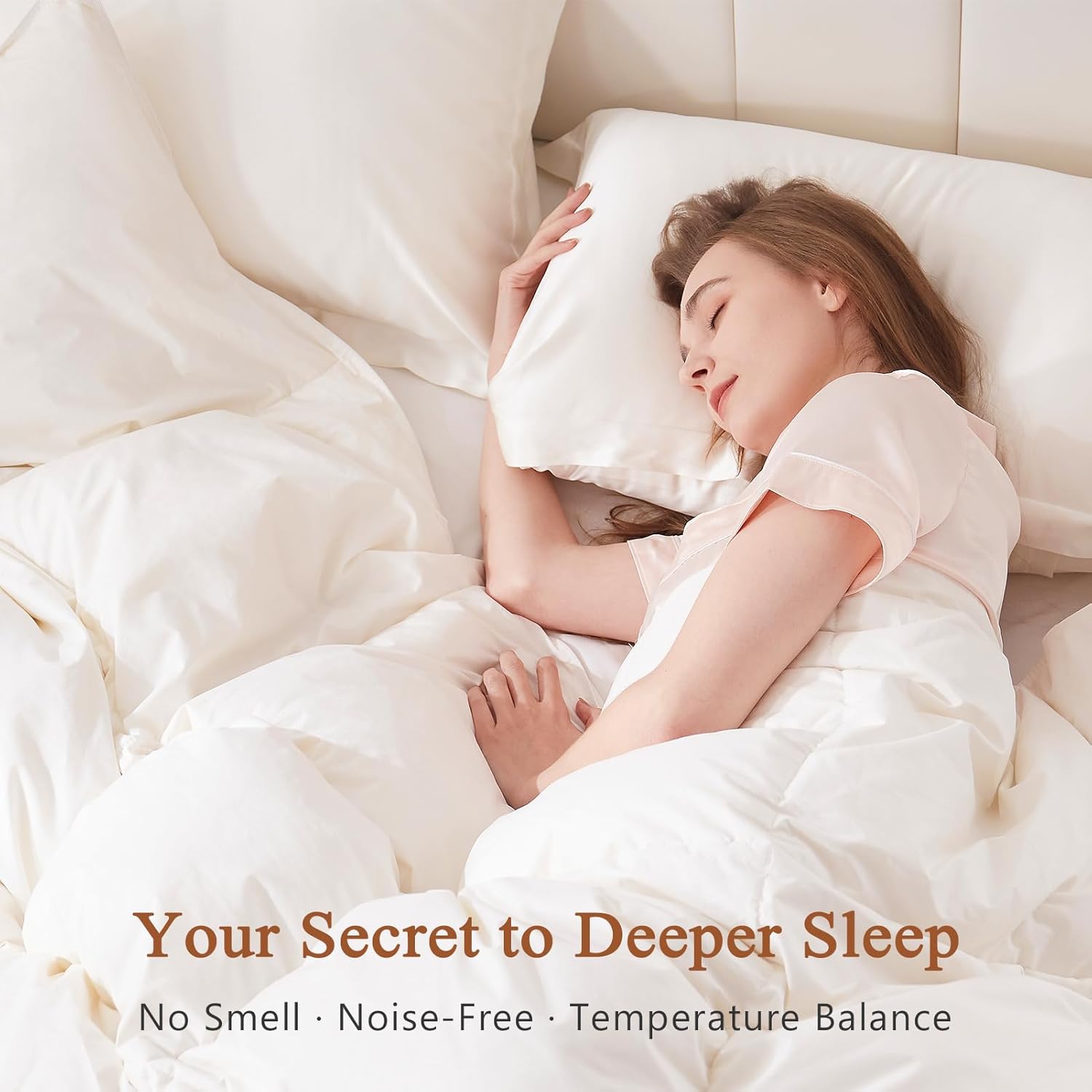 DWR Luxury King Size Down Comforter, 50% Real Down Filled, Ultra-Soft Cotton Blend, Medium Weight for All Season, Hotel Style Duvet Insert with Ties (106x90 Inches, White) - Image 5