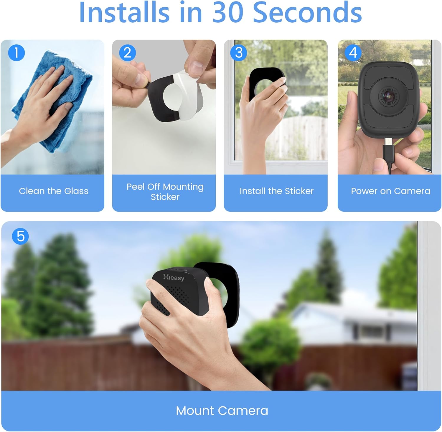 Hieasy 8MP 4K Window Camera Magnetic Mount with 32GB SD Card,5GHz & 2.4GHz WiFi Indoor Cameras for Home Security with Color Night Vision,AI Motion Detection,No Subscription Required,24/7 Recording - Image 7