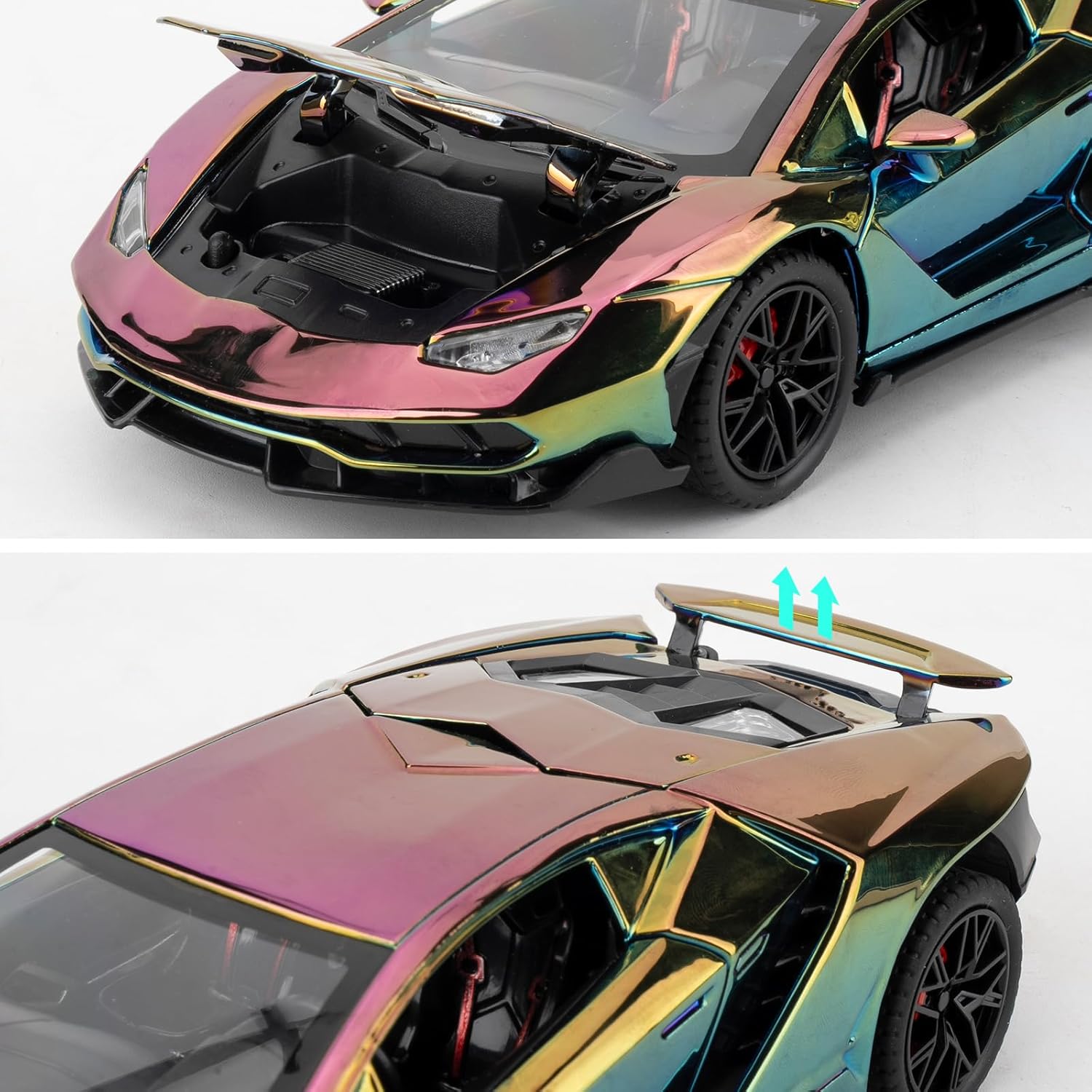 1/24 Lamborghini 770 Model Car, Sound and Light Toy Car with Pullback Function, Collectible Alloy Model, Gift for Children Purple