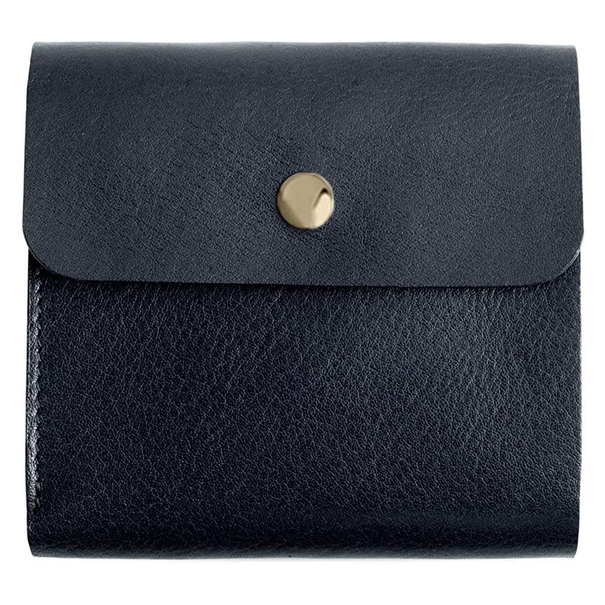 RafiCaro Italian Leather Bifold Mini Wallet Women Navy Compact Thin Japan