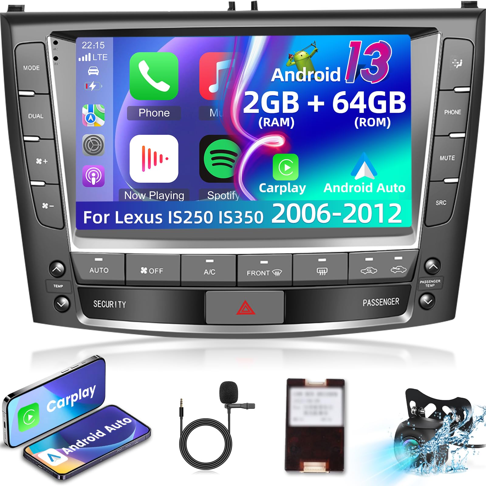 Amazon.com: for 2006-2012 Lexus IS250 IS350 Android Radio: [2+64G