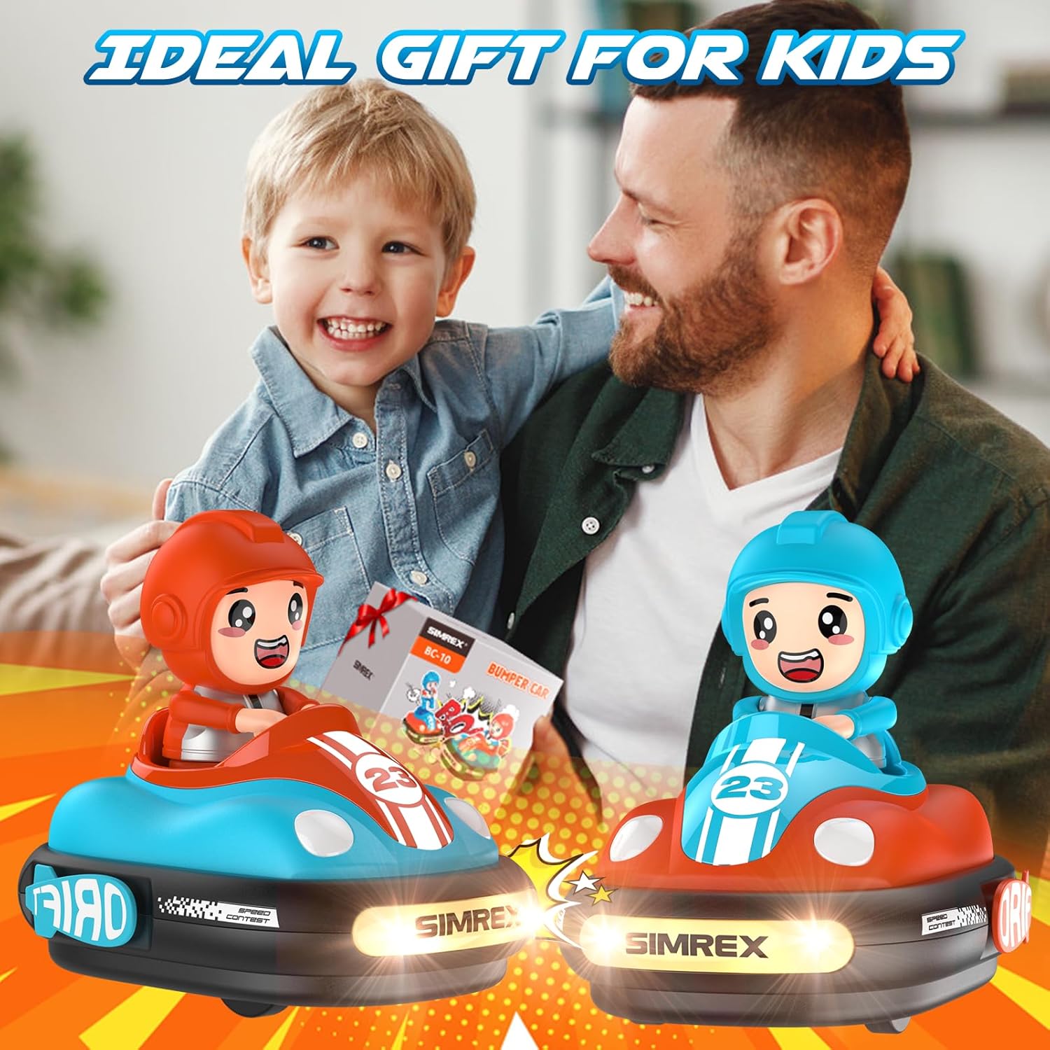 Remote Control Bumper Cars for Kids - 2 Player Battle Set with Lights & Music, Toy Car for Toddlers Boys Girls Ages 3-8, Gift for Boys Girls Birthday image 6 of 6 B0DFH64RMK