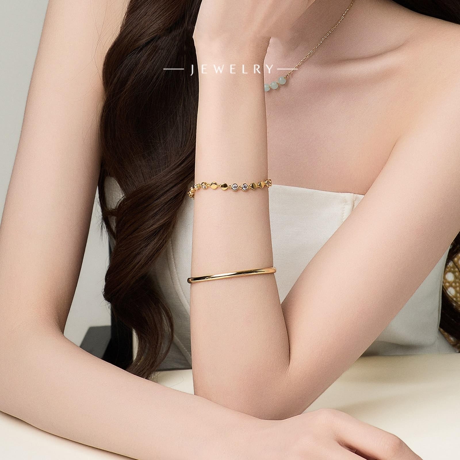 Echt Gold Schmuck Armband 9K/14K/18K Gold/Weißgold/PT950, Klassiker Armreifen