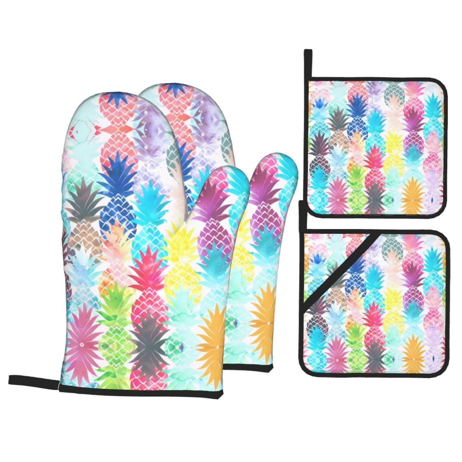 WHJSHOP painting Prints Kitchen Baking Throw Set with Heat Resistance, Waterproof Oven Mitts & Pot Holders for Cooking, Grilling & Handling Hot Dishes