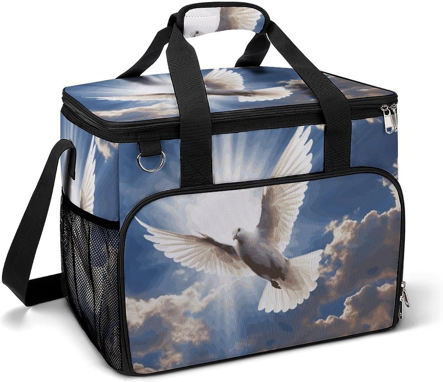 Insulated Picnic Backpack Tote Bag, Large Capacity 30L Dove Sky Cooler Bag Leakproof Beach Bags Portable Lunch Box Waterproof Picnic Basket for Beach Camping BBQ