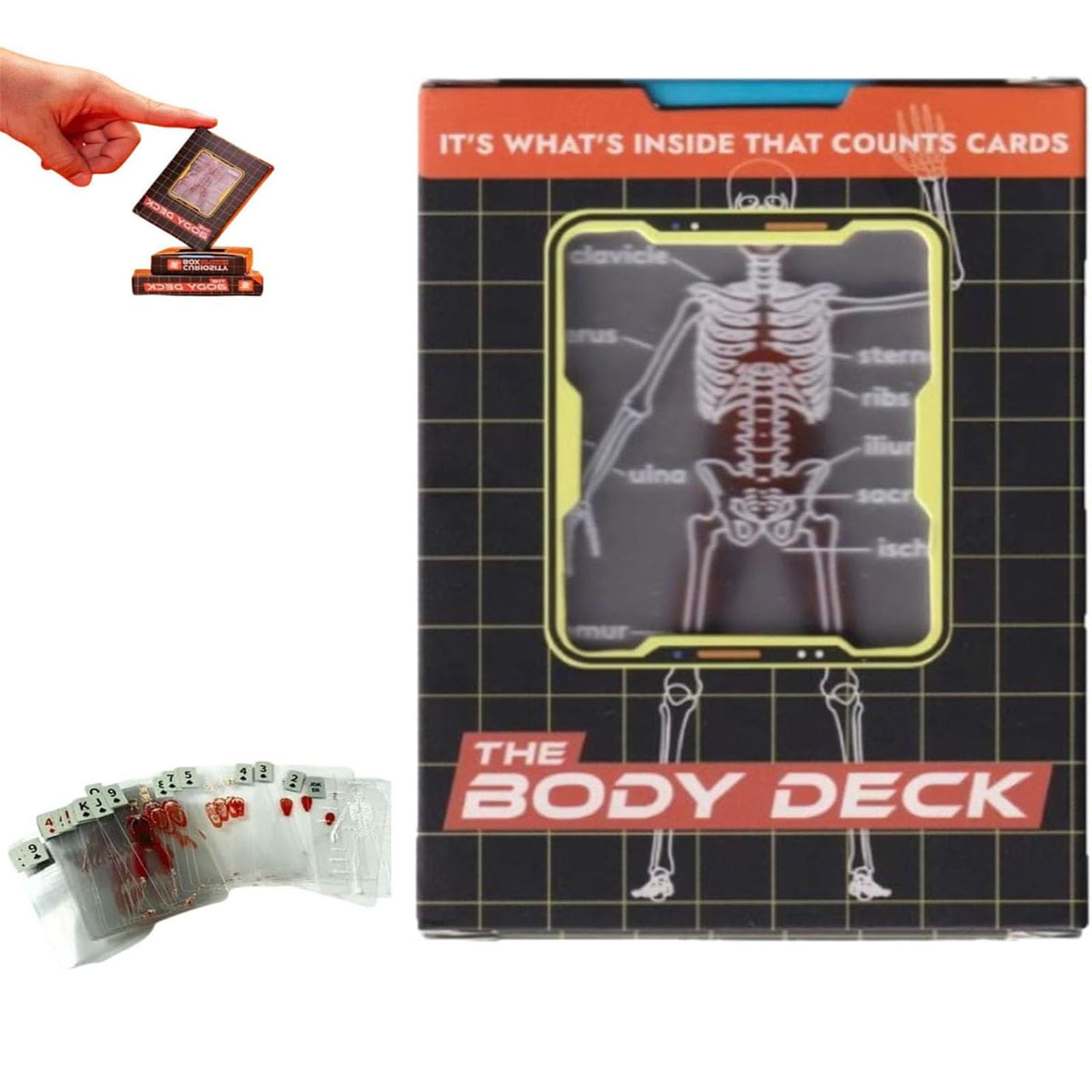 Genérico The Body Deck, The Body Deck Naipes, Naipes Divertidos de Anatomía Humana, Naipes Únicos de Anatomía Humana Transparentes en 3D,2 Set