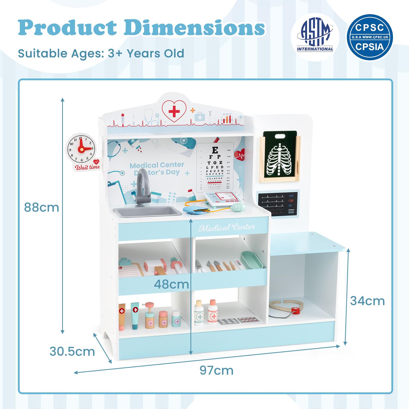 Amazon.com: Costzon 2 in 1 Wooden Doctor Playset, Role Play