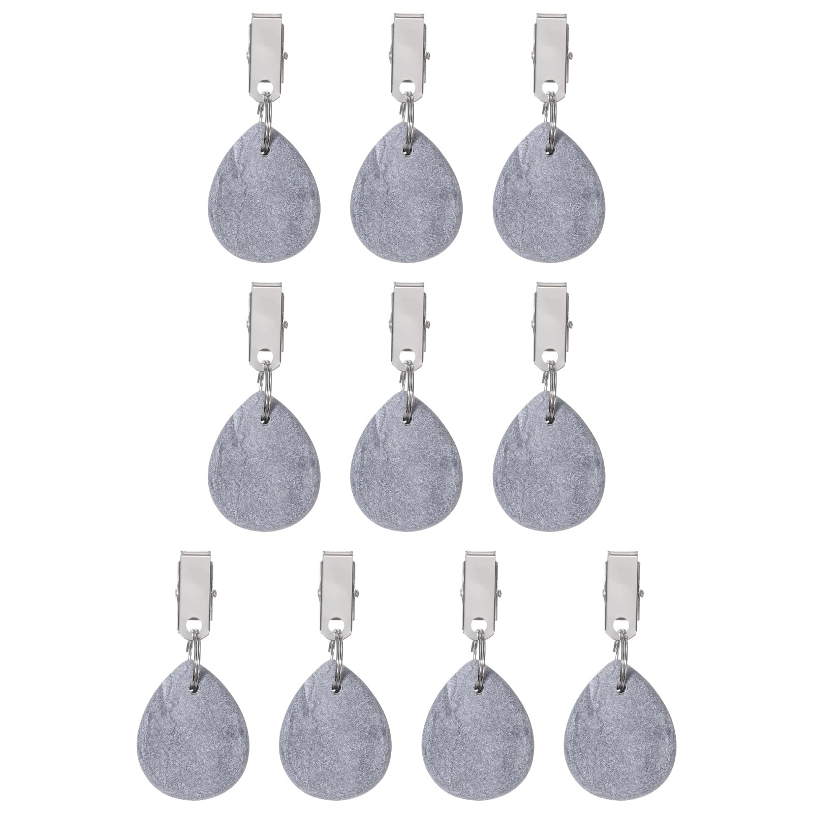 sourcing map 10Pcs Tablecloth Weights, Marble Table Cover Weights with Metal Clips, Teardrop Shape Stone Tablecloth Pendant 4.5 x 3.5cm for Outdoor Party Picnic Garden Table Decoration, Gray