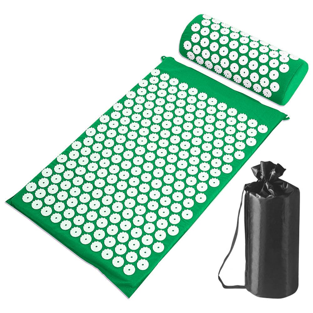 Tapis d'acupression vert POFET avec coussin de stimulation pour se détendre