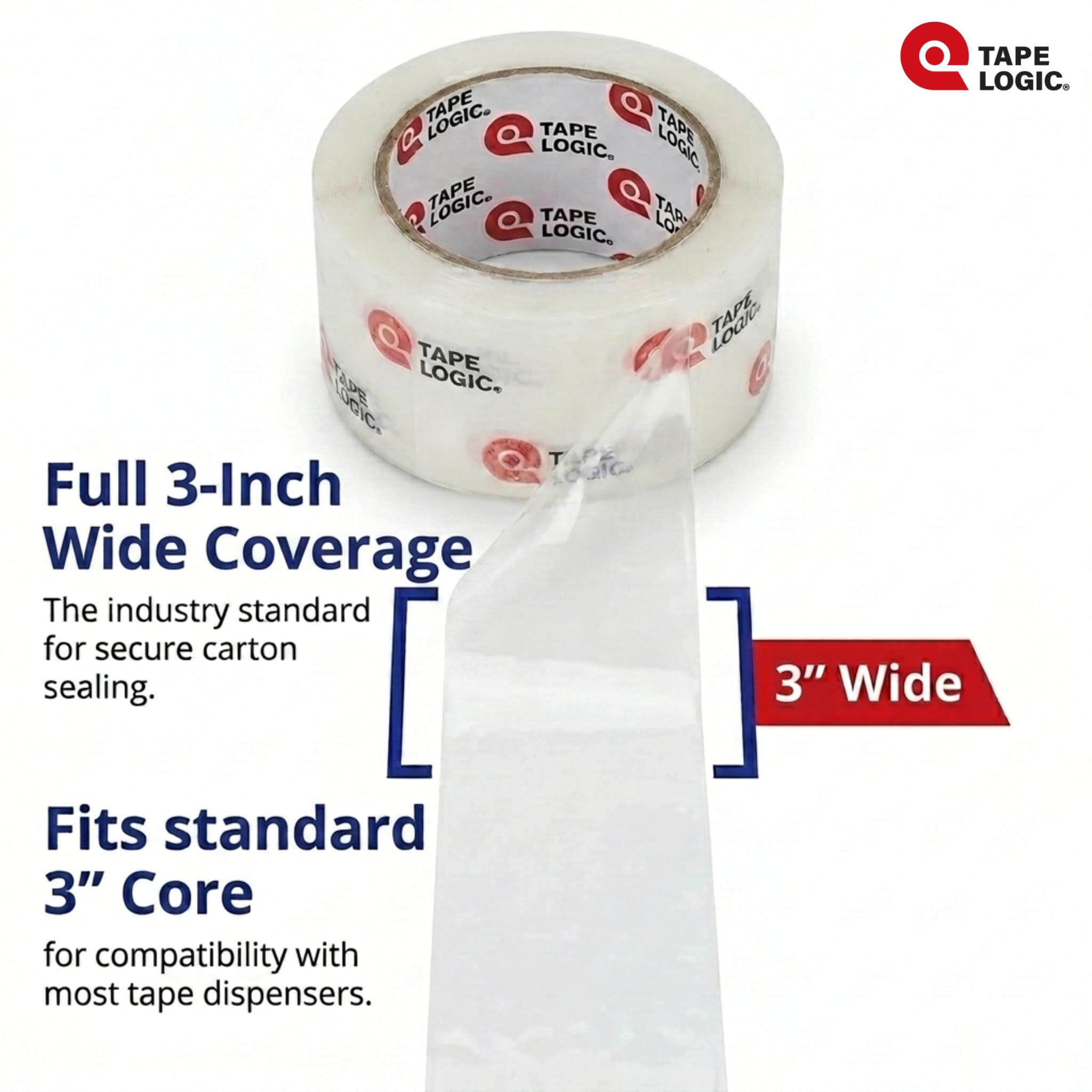 Tape Logic Cinta de embalaje transparente extra ancha, de 3 pulgadas x 55 yardas por rollo (24 rollos), muy gruesa de 3,5 mil para embalar, enviar, mover y almacenar (TLT905350)
