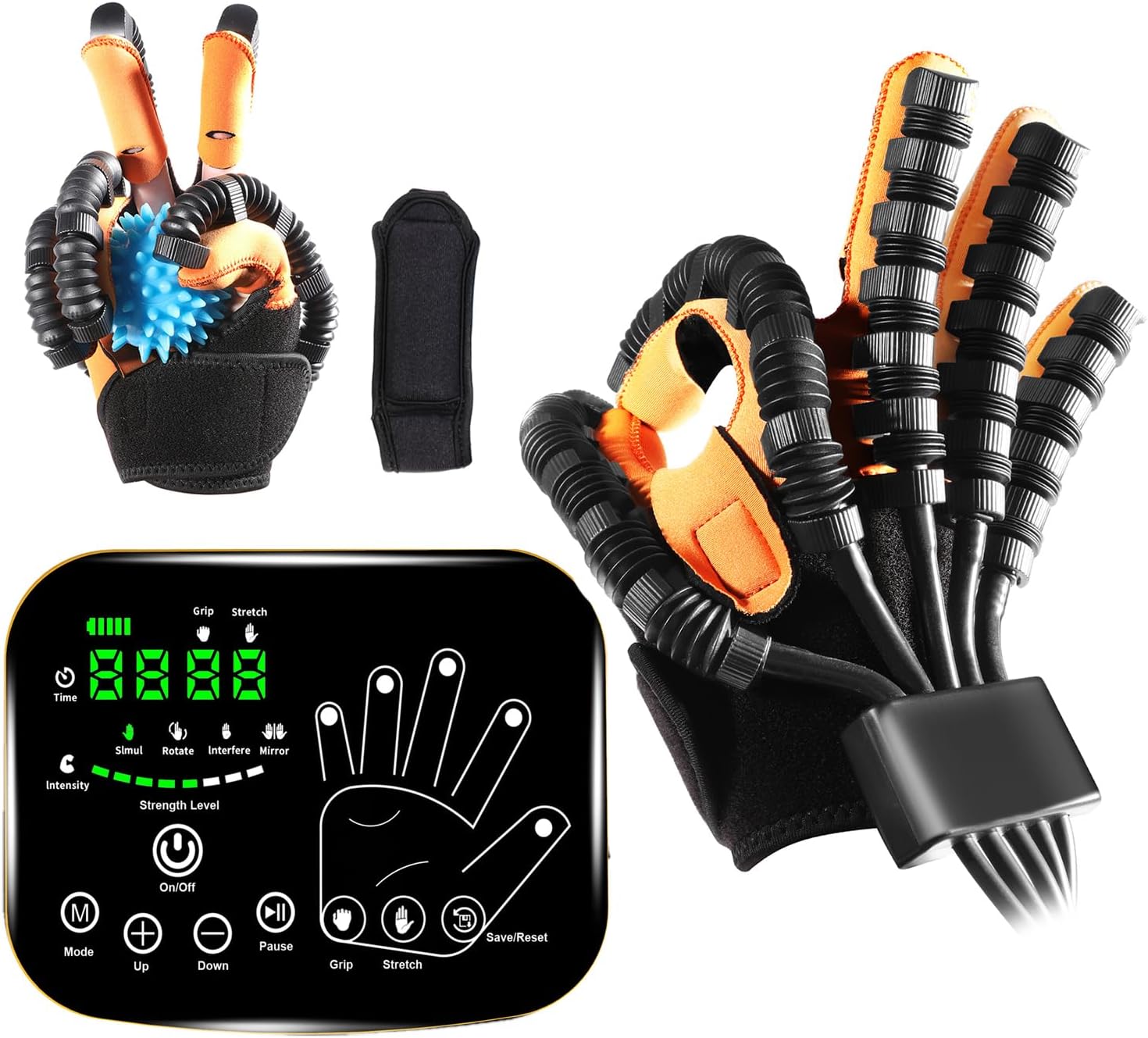 Rehabilitation Robot Gloves for Home, Robotic Hand Stroke Rehab, Finger Therapy Glove, 4 Training Modes Stroke Recovery Equipment for Hemiplegia (Left, M)
