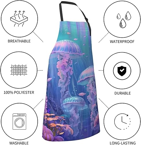 Miniatura 5 de Waterproof Apron With 2 Pockets,Kitchen Chef Aprons Bibs For Cooking Baking Painting Gardening Grooming