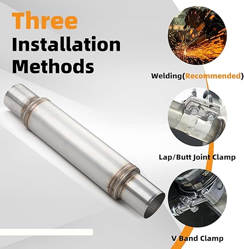 Miniatura 30 de A-KARCK Resonador de escape de entrada de 4 pulgadas, entrada de 4 pulgadas, salida de 4 pulgadas, silenciador de longitud total de 30 pulgadas, 1